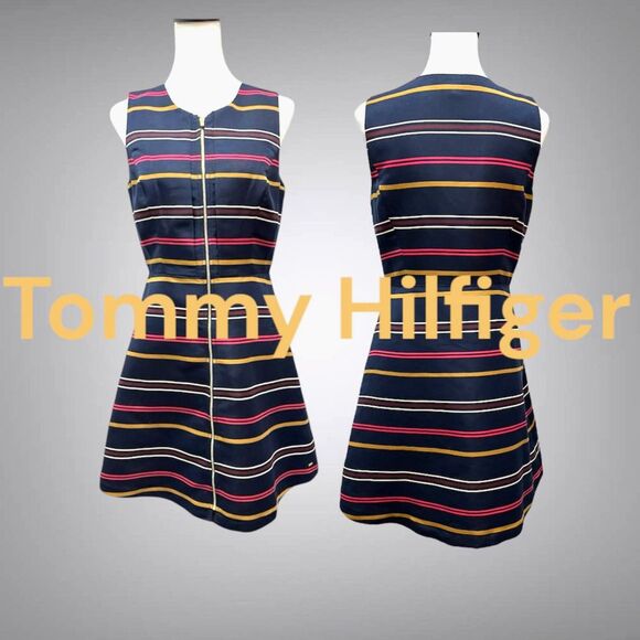 ✨ Tommy Hilfiger Striped Zip-Front Dress – Size 6 ✨ - Picture 2 of 16